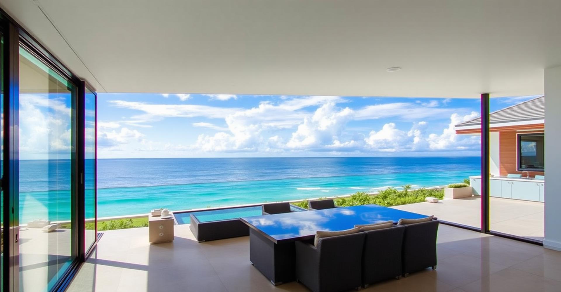 Coastal South Florida home with expansive impact-rated glass walls facing the ocean